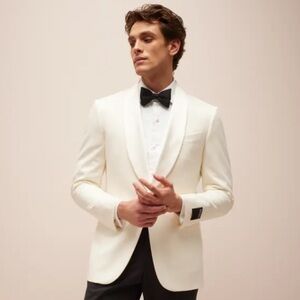 Zegna White Ivory Tux Jacket with Satin Shawl